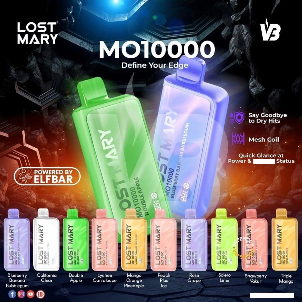 Izdelek Lost Mary MO10000, za enkratno uporabo, s stilsko valovito obliko in prikazovalnikom