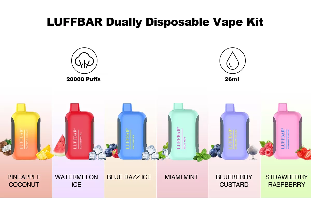 VASY LUFFBAR Dually 20000 Puffs Dual Digital Skærm 50mg Original Fabriks Bulk Køb Genopladelig Engangs Vapes Pen Holesale