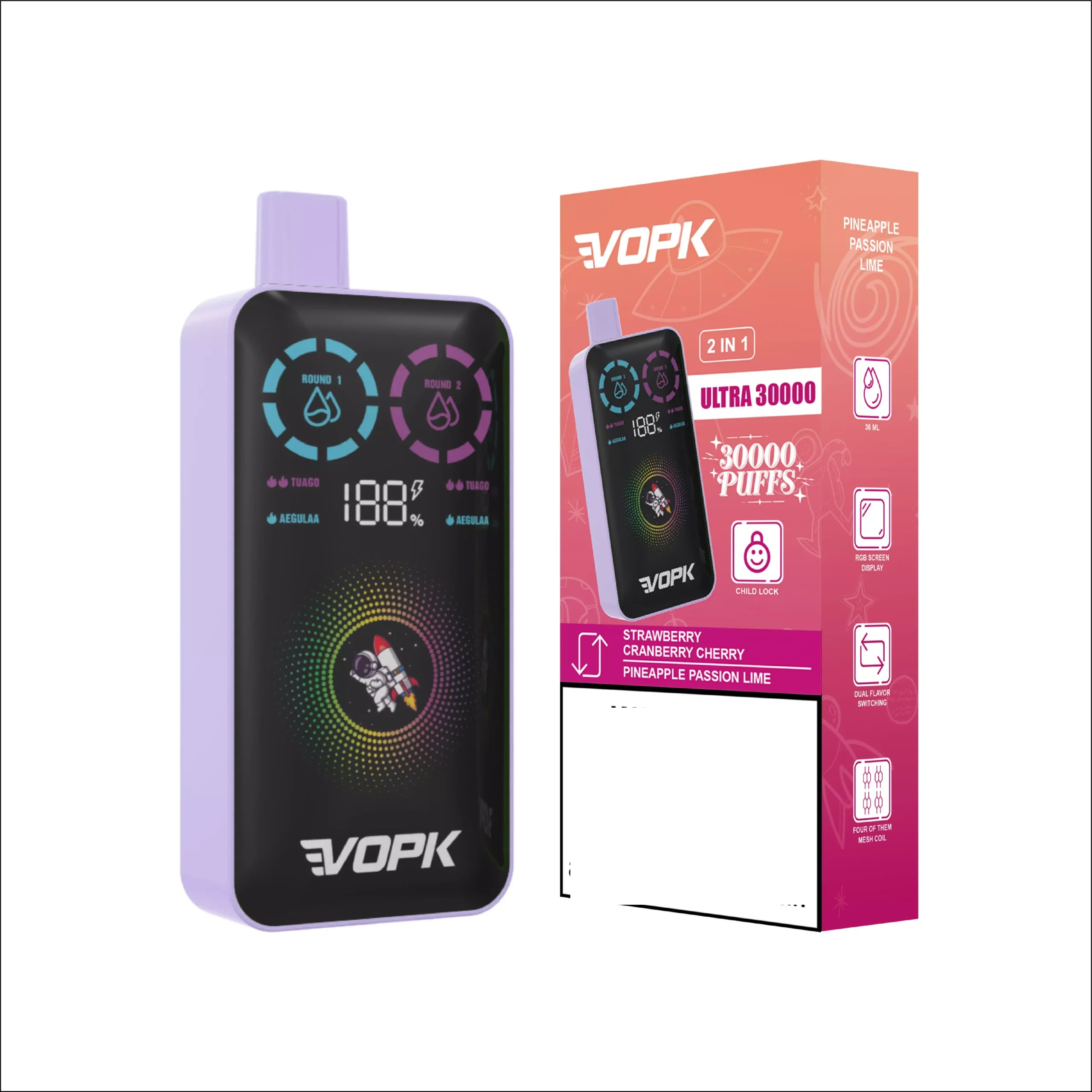 VOPK ULTRA 30000 Puffs Dvojni Okusi Digitalni Zaslon Nakup V Razsodi Ponovno Polnjenje Odpovedne Vape Na Prodaj 2 VOPK ULTRA 30000 Puffs Dvojni Okusi Digitalni Zaslon Nakup V Razsutem Stanju Ponovno Polnjenje Odpovedne Vape Na Prodaj - Slika 2