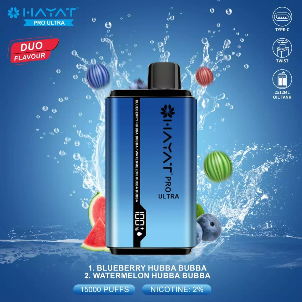 Upozornění na velkoobchod s jednorázovými vapey: Analýza technologie Hayati Pro Ultra 15000, postavení na trhu a jak jej získat v Evropě 1 Hayat Pro Ultra 15000 Puffs Duo Flavor Digital Screen 20mg Low Nicotine Original Factory 1 Vapexyz