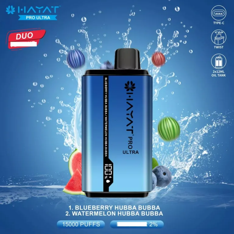 Hayat Pro Ultra 15000 Puffs Duo aromāts Digitālais ekrāns 20 mg zems nikotīna oriģinālais rūpnīca 1 Vapexyz