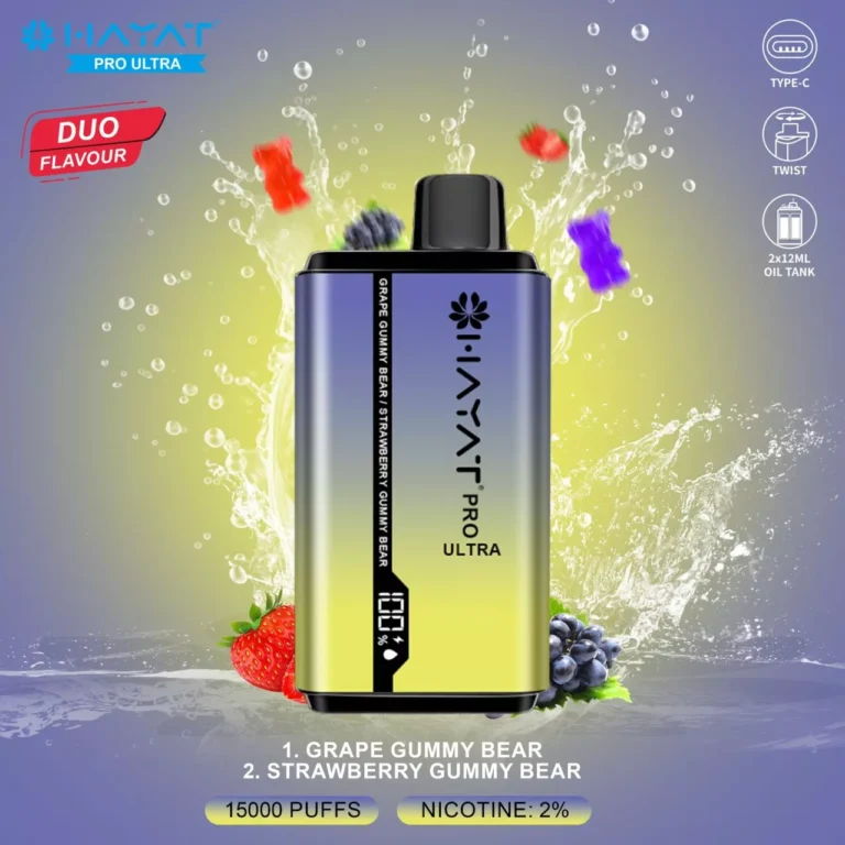 Hayat Pro Ultra 15000 Puffs Duo aromāts Digitālais ekrāns 20 mg zems nikotīna oriģināls rūpnīca 4 Vapexyz