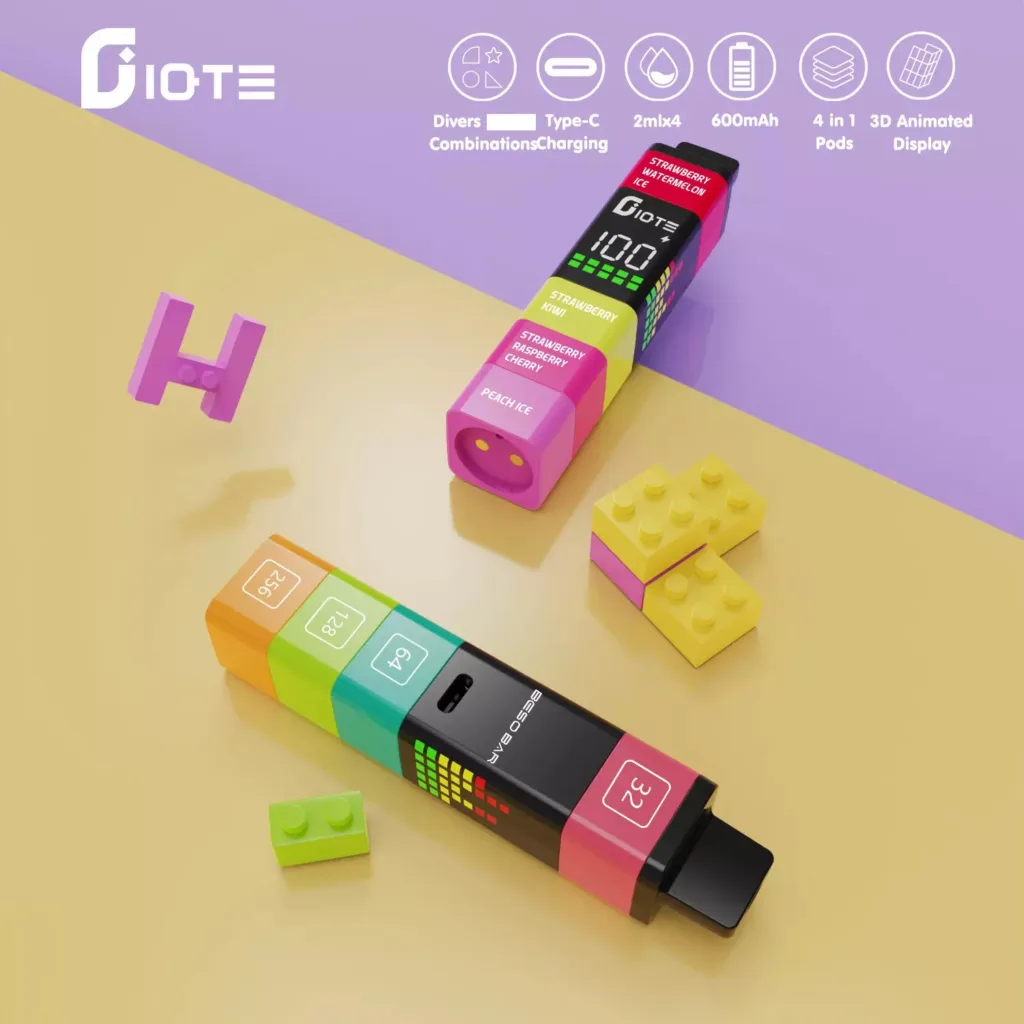 IQTE 2400 Puffs Building Blocks 3D Animated 2% 5% Low Nicotine Original Factory Bulk Buy Rechargeable Disposable Vapes Pen Wholesale