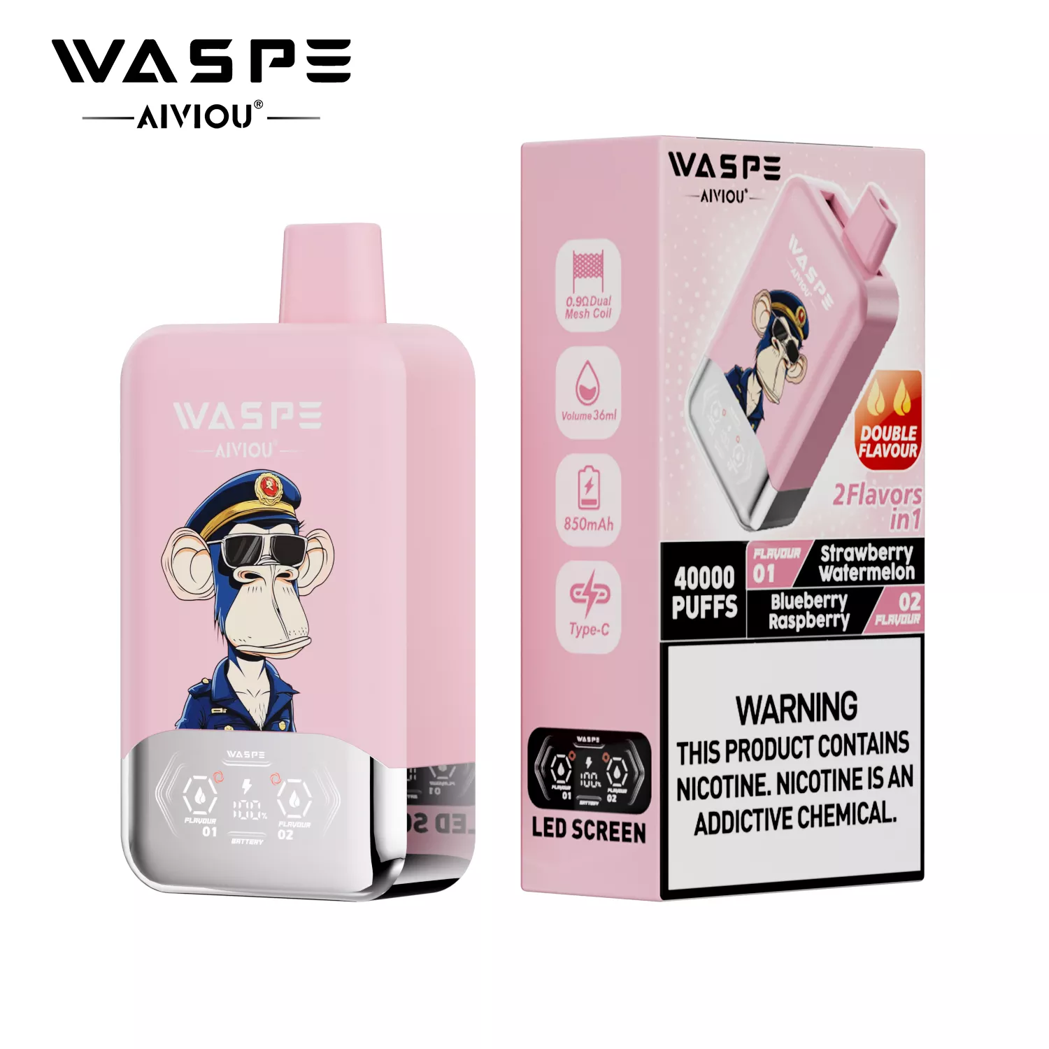WASPE AIVIOU 40000 Puffs Double Flavor LED Screen 0% 2% 5% Low Nicotine Original Factory Bulk Buy Rechargeable Disposable Vapes Pen Wholesale 1 WASPE AIVIOU 40000 Puffs Double Flavor LED Screen 0% 2% 5% Low Nicotine Original Factory Bulk Buy Rechargeable Disposable Vapes Pen Wholesale