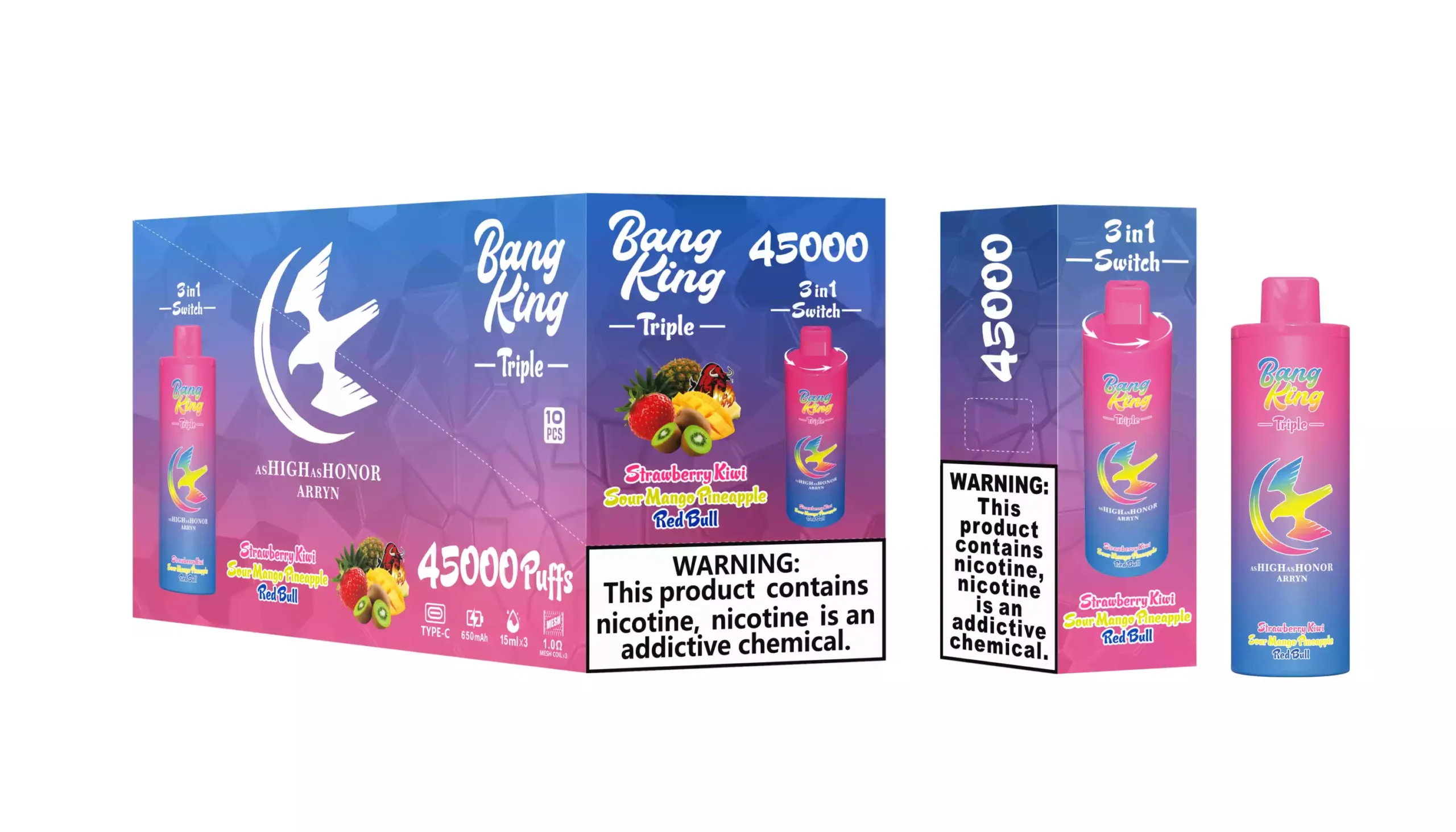 BANG KING 45000 Puffs DSK043 Drei Geschmacksrichtungen Großhandel Kauf Aufladbare Einweg-Vapes Großhandel 4 BANG KING 45000 Puffs DSK043 Drei Geschmacksrichtungen Großhandel Kauf Aufladbare Einweg-Vapes Großhandel - Bild 4