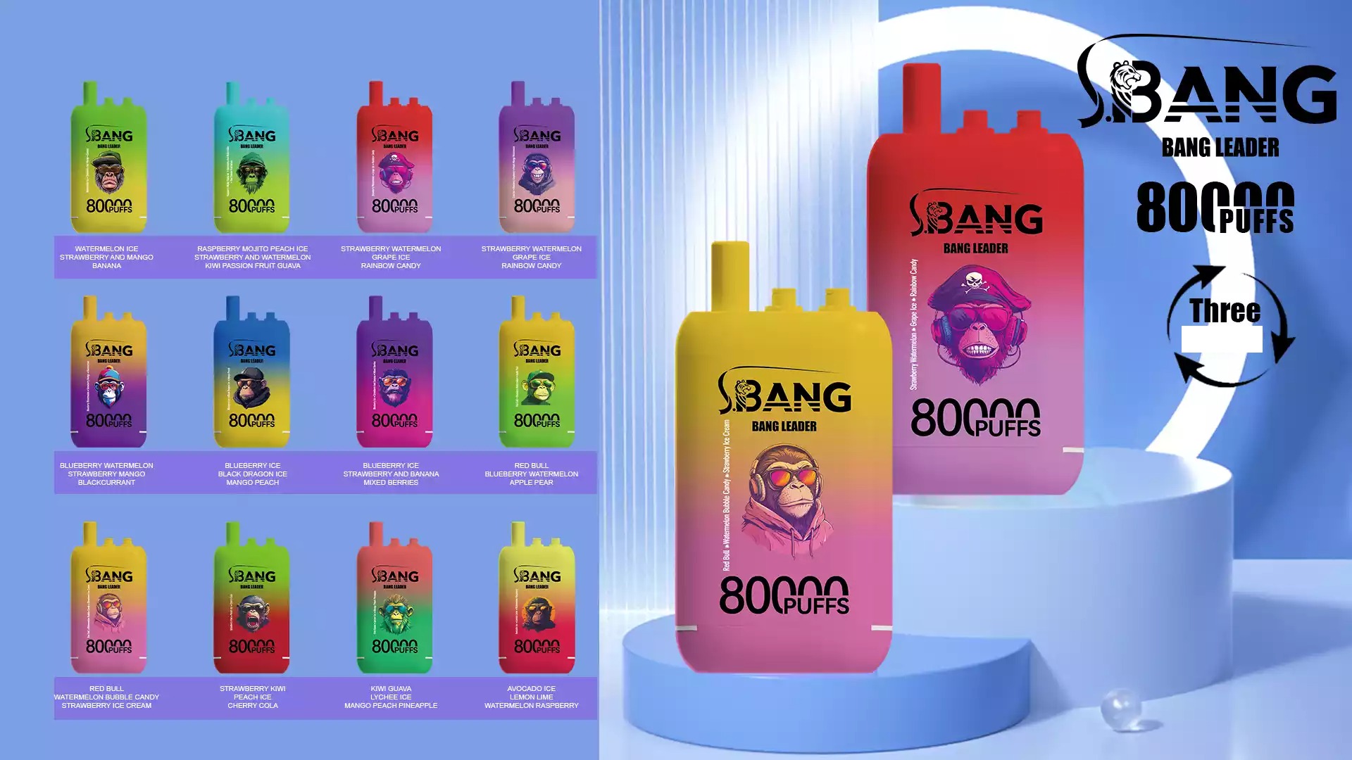 LÍDER BANG 80000 Puffs 3 Selecções Vape Descartável Recarregável Comprar por Atacado