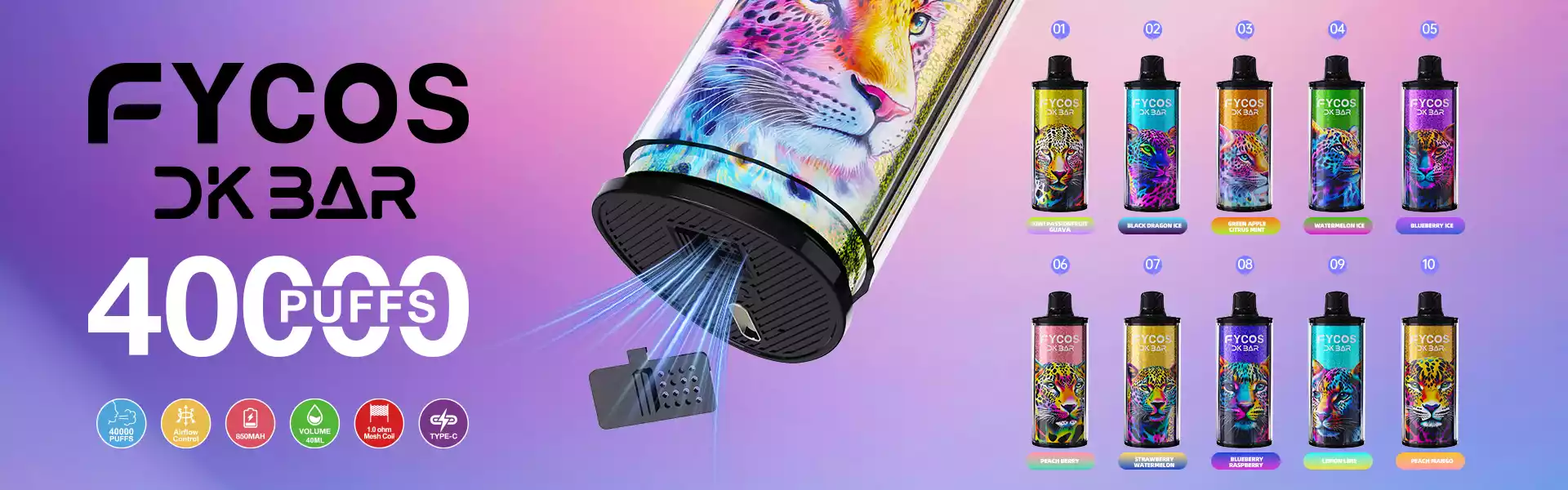 FYCOS 40000 Puffs Faible Nicotine Achat en Gros Vapes Jetables Rechargeables d'Origine Vente en Gros