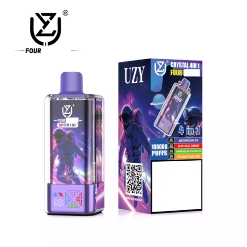 UZY Crystal Four Tastes 100000 Puffs Bulk Buy 100K Rechargeable Disposable  Vapes Wholesale