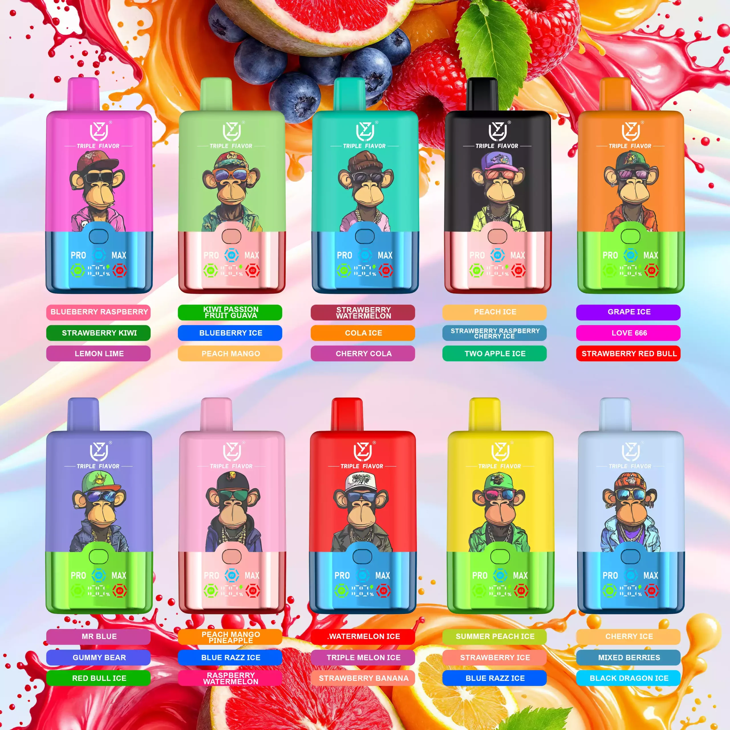 UZY Triple 60000 Потягів Великий Закуп оптових оригінальних перезаряджуваних одноразових вейпів