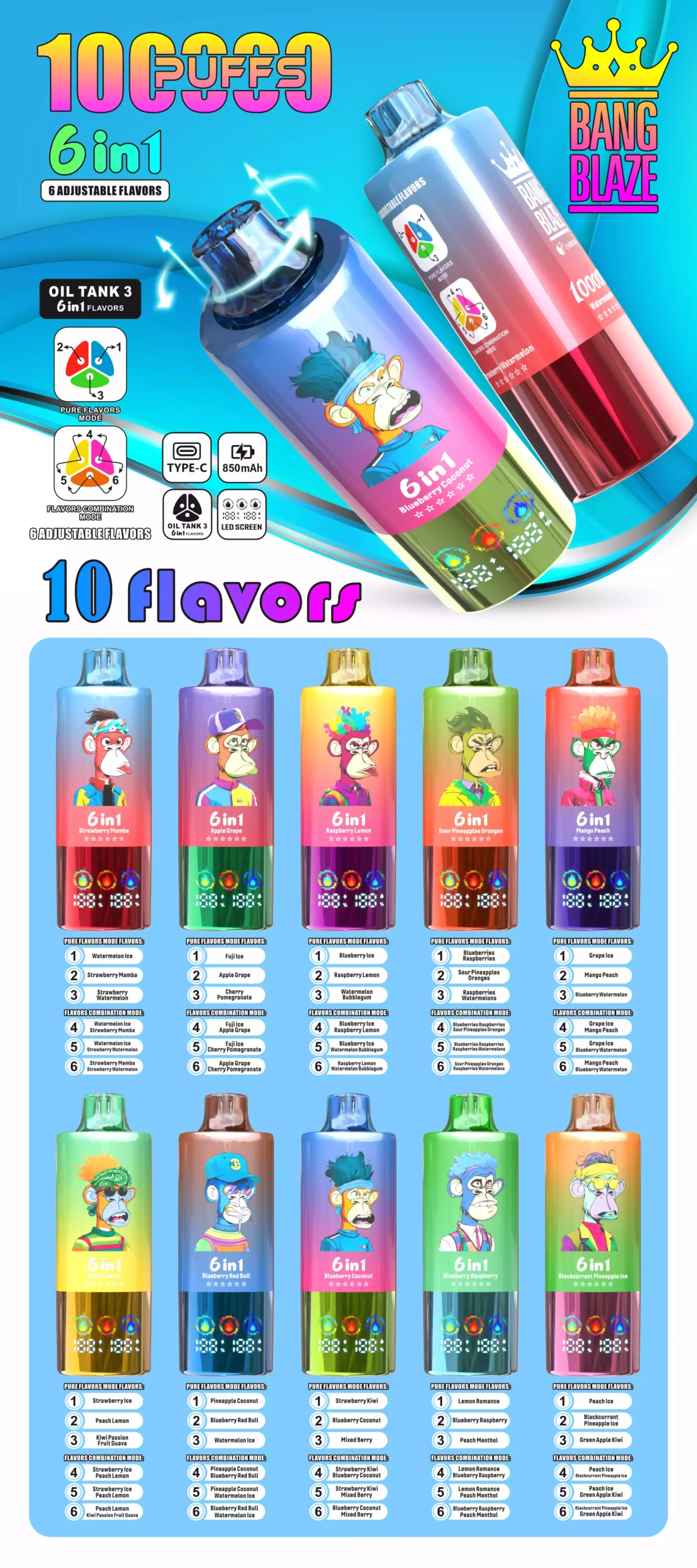 BANG BLAZE DSK055 Dispositivo Recarregável Original de Alta Capacidade em Quantidade Bulk Compra por Atacado