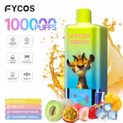 FYCOS 100K Puffs 4 az 1-ben ízesítésű eldobható vape legjobb nagykereskedelmi tömegvásárlás alacsony nikotin 4 VapeXYZ