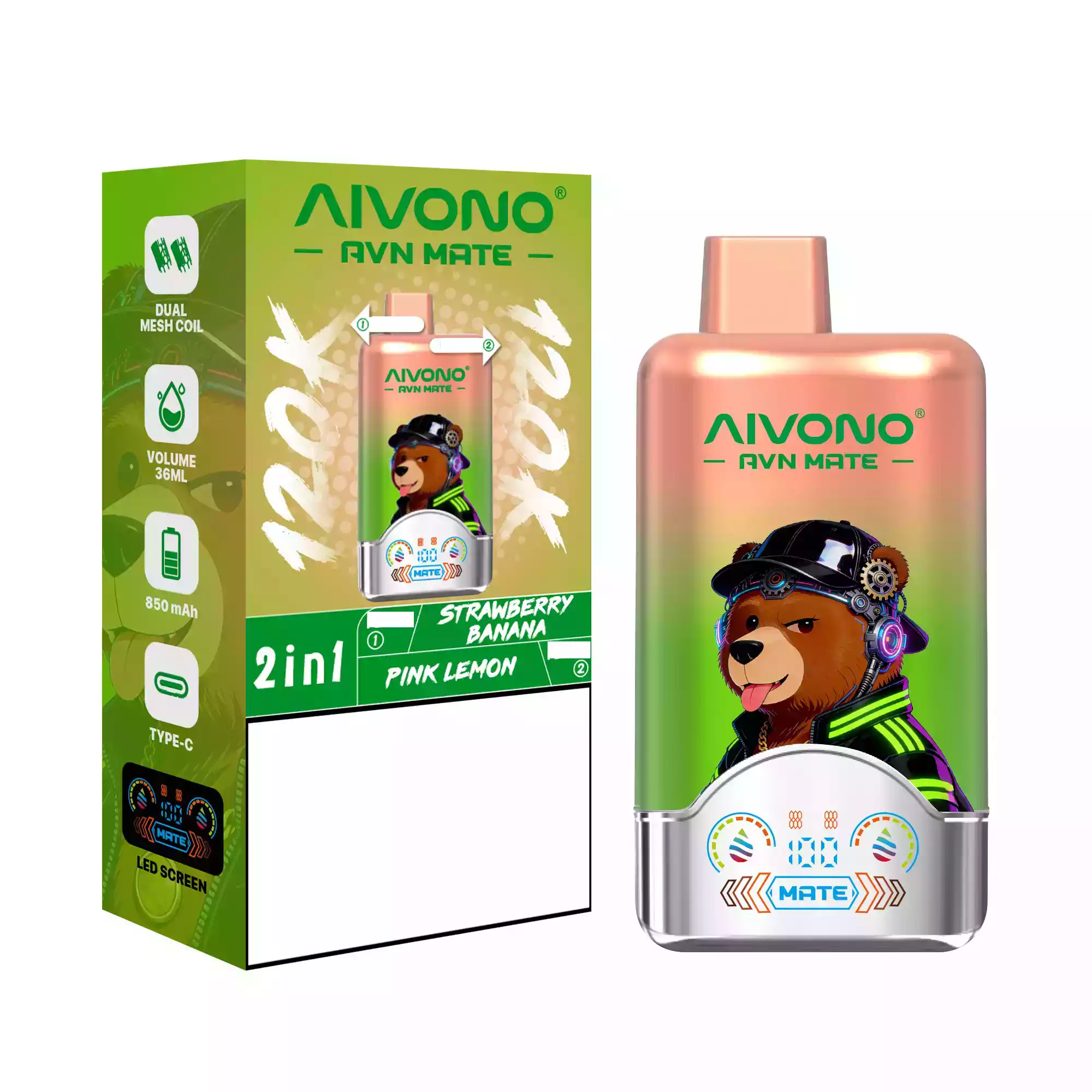 AIVONO AVN MATE 120000 Puffs Vapes Desechables 2 En 1 Sabor Compra al Por Mayor al Granel 120K Pantalla Inteligente 5 VAPES DESCARTABLES AIVONO AVN MATE 120000 Puffs 2 En 1 Sabor Compra Al Mayor 120K Pantalla Inteligente - Imagen 5