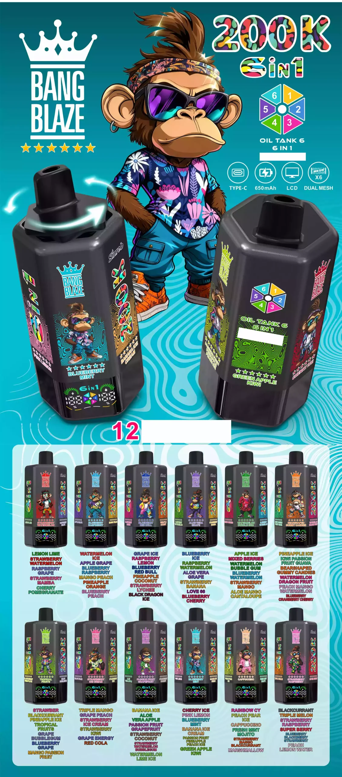 BANG BLAZE 200K DSK069 Hävytettävät Vapeet Tukku Ostaa 200000 Pahvia 6 In 1 Vaihdettaessa Kaksinkertainen Mesh 20 BANG BLAZE 200K DSK069 Hävytettävät Vapeet Tukku Ostaa 200000 Pahvia 6 In 1 Vaihdetettava Kaksinkertainen Mesh