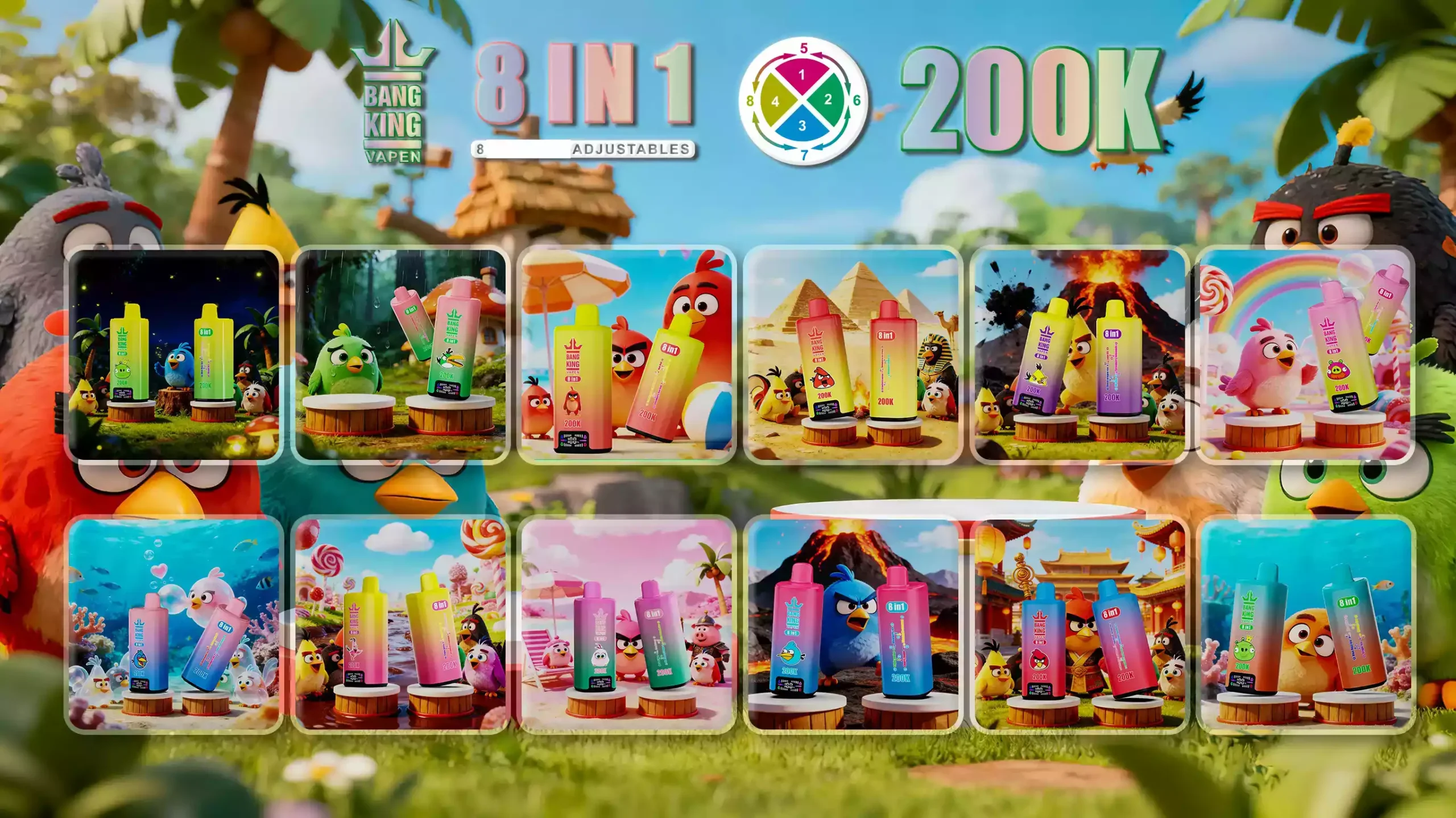 BANG KING 200000 DSK073 200K 8-IN-1 -kertakäyttöinen höyrystin tukkumyynti suuri kapasiteetti 200 000 imua 650mAh akku ladattava