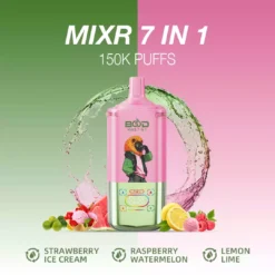 BOOD MIXR 7 in 1 150K Disposable Vapes Wholesale Bulk Buy 150000 Puffs Tri Tank Dual Mesh Coil Taste Switching System 9 VapeXYZ