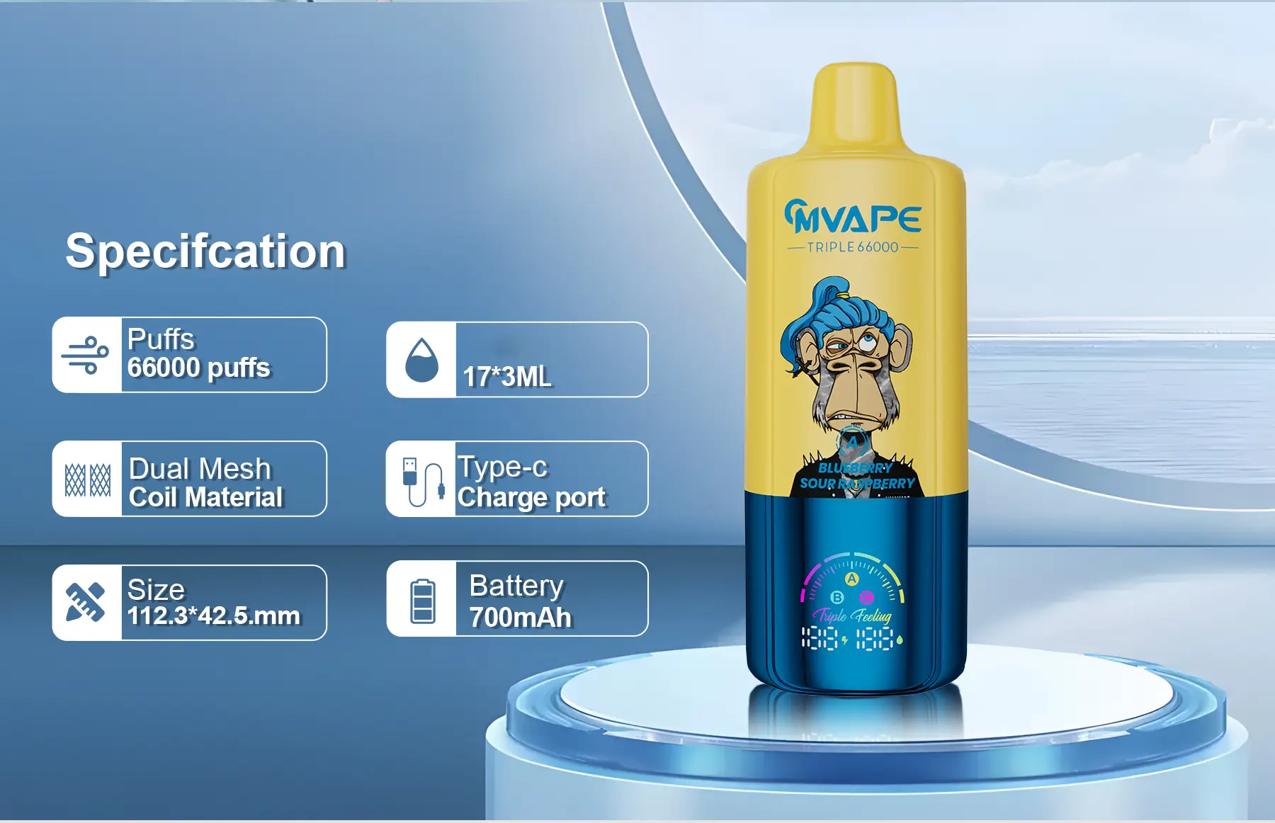 CRYSTAL MARY Pulse Triple 66000 Puffs 66K Disposable Vape Wholesale Mesh Coil LED Display Bulk Buy