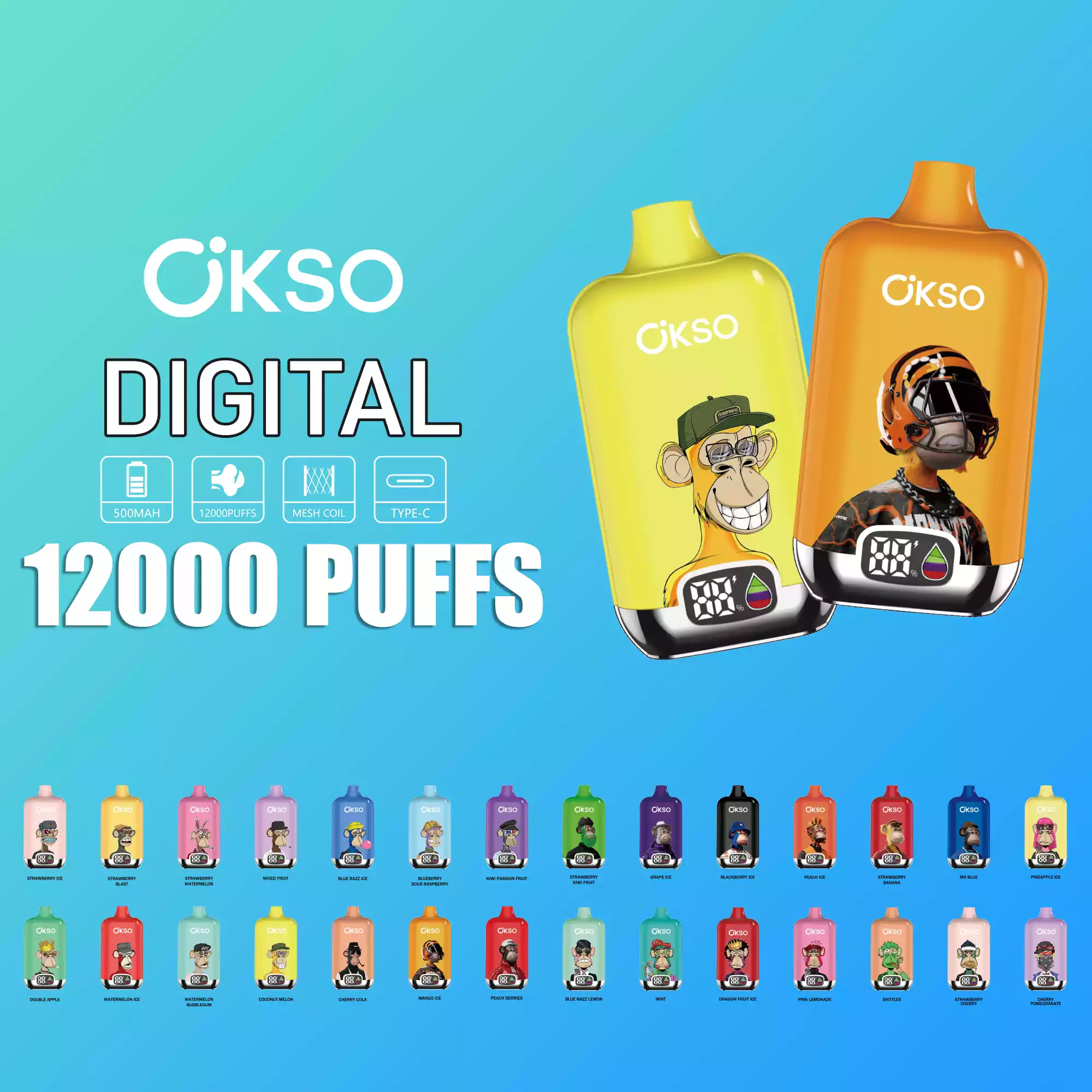 OKSO DIGITAL BOX 12000 Puffs 12K Disposable Vapes Display Mesh Coil Wholesale Bulk Buy 56 OKSO DIGITAL BOX 12000 Puffs 12K Einweg-Vapes Display Mesh Coil Großhandel Massen Kauf