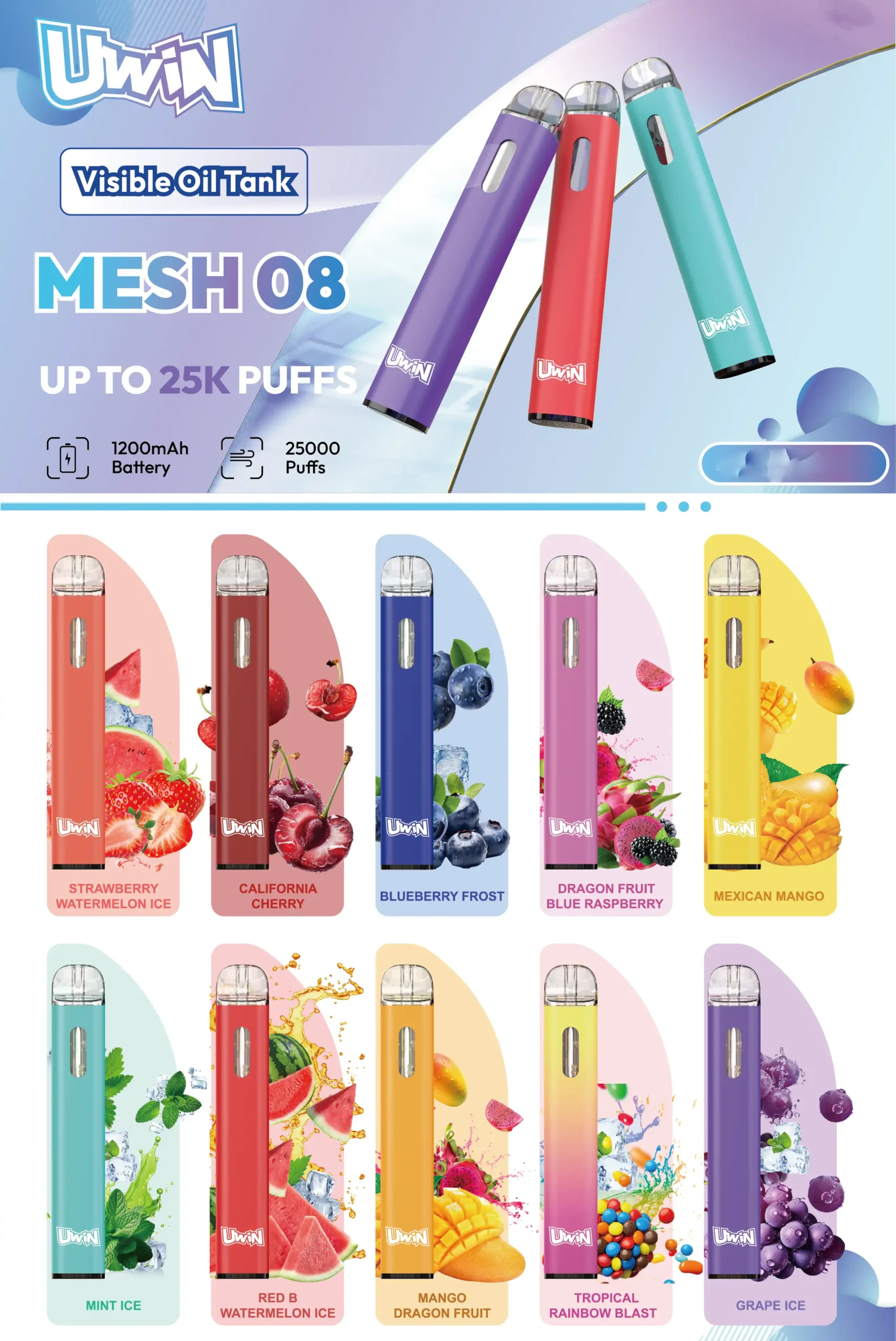 UWIN MESH 08 25000 Puffs 25K Disposable Vapes Visible Tank Mesh Coil Wholesale Bulk Buy 58 UWIN MESH 08 25000 Puffs 25K Disposable Vapes Visible Tank Mesh Coil Wholesale Bulk Buy