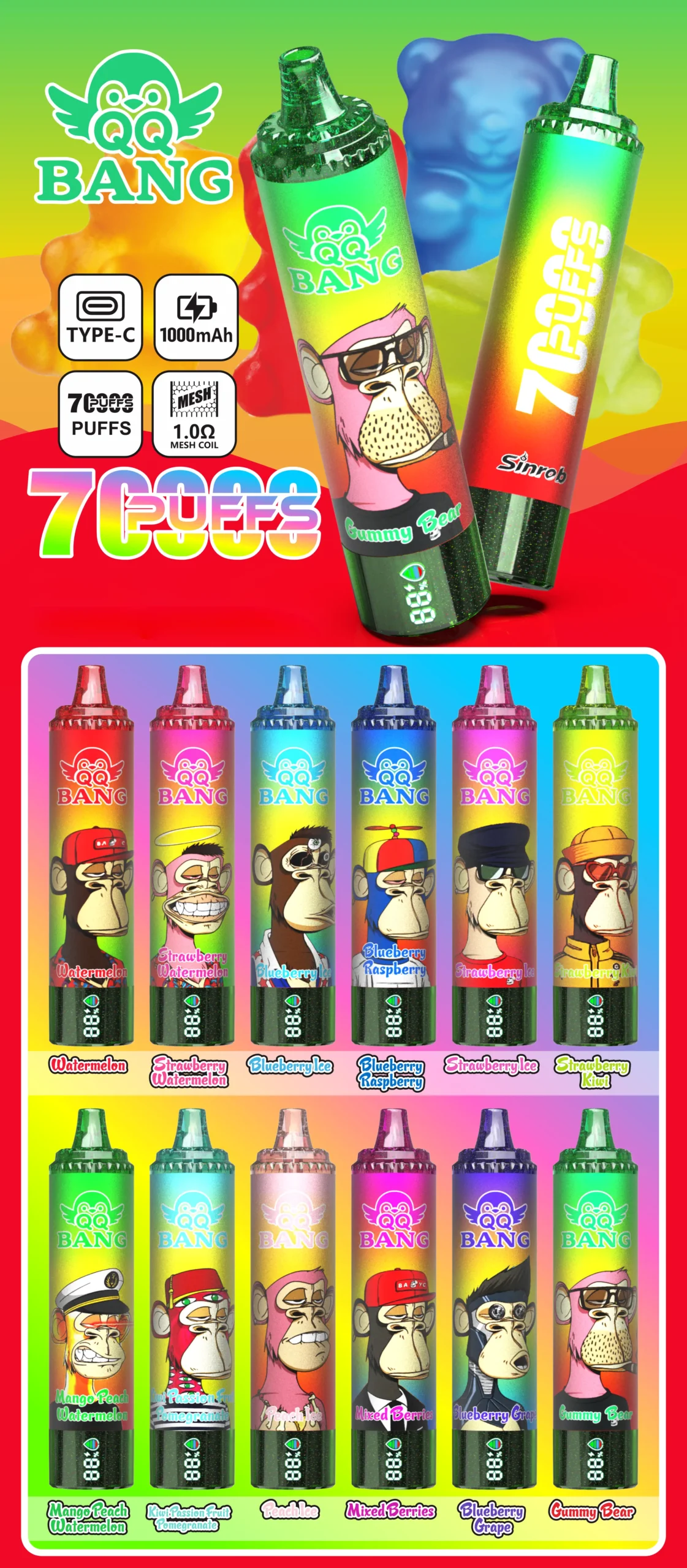 QQ BANG 70000 Puffs DSK059 70K Dual Mesh DTL Disposable Vapes Wholesale Bulk Buy 76 QQ BANG 70000 Puffs DSK059 70K Dual Mesh DTL Disposable Vapes Wholesale Bulk Buy