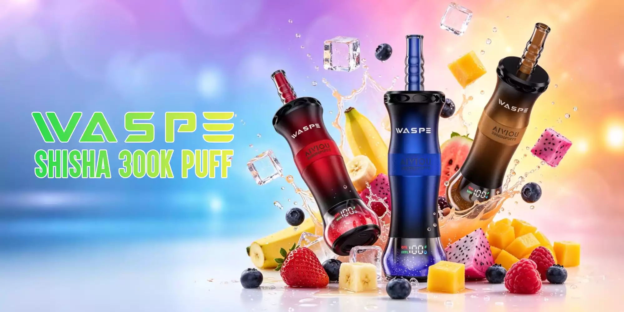 WASPE AIVIOU Shisha Hookah 300K Rechargeable Disposable Vapes Wholesale Bulk Buy Mesh Coil LED Display