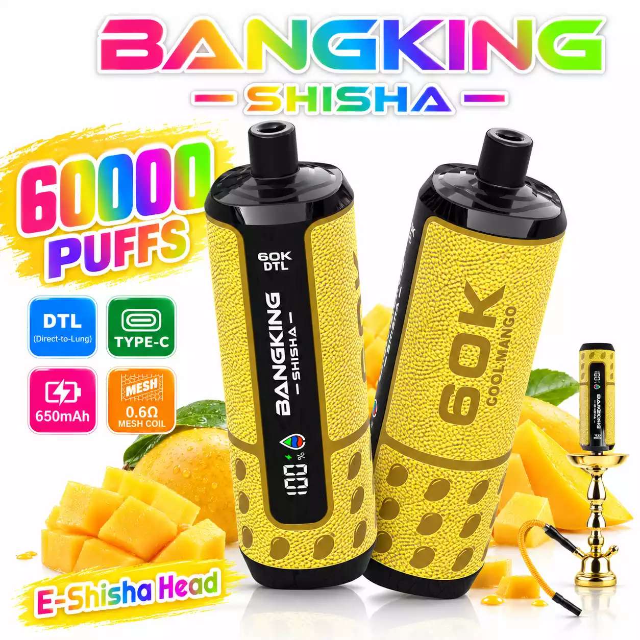 BANG KING Shisha 60K DSK091 DTL 60000 Puffs Disposable Vapes Wholesale Bulk Buy Mesh Coil 1 BANG KING Shisha 60K DSK091 DTL 60000 Puffs Disposable Vapes Wholesale Bulk Buy Mesh Coil