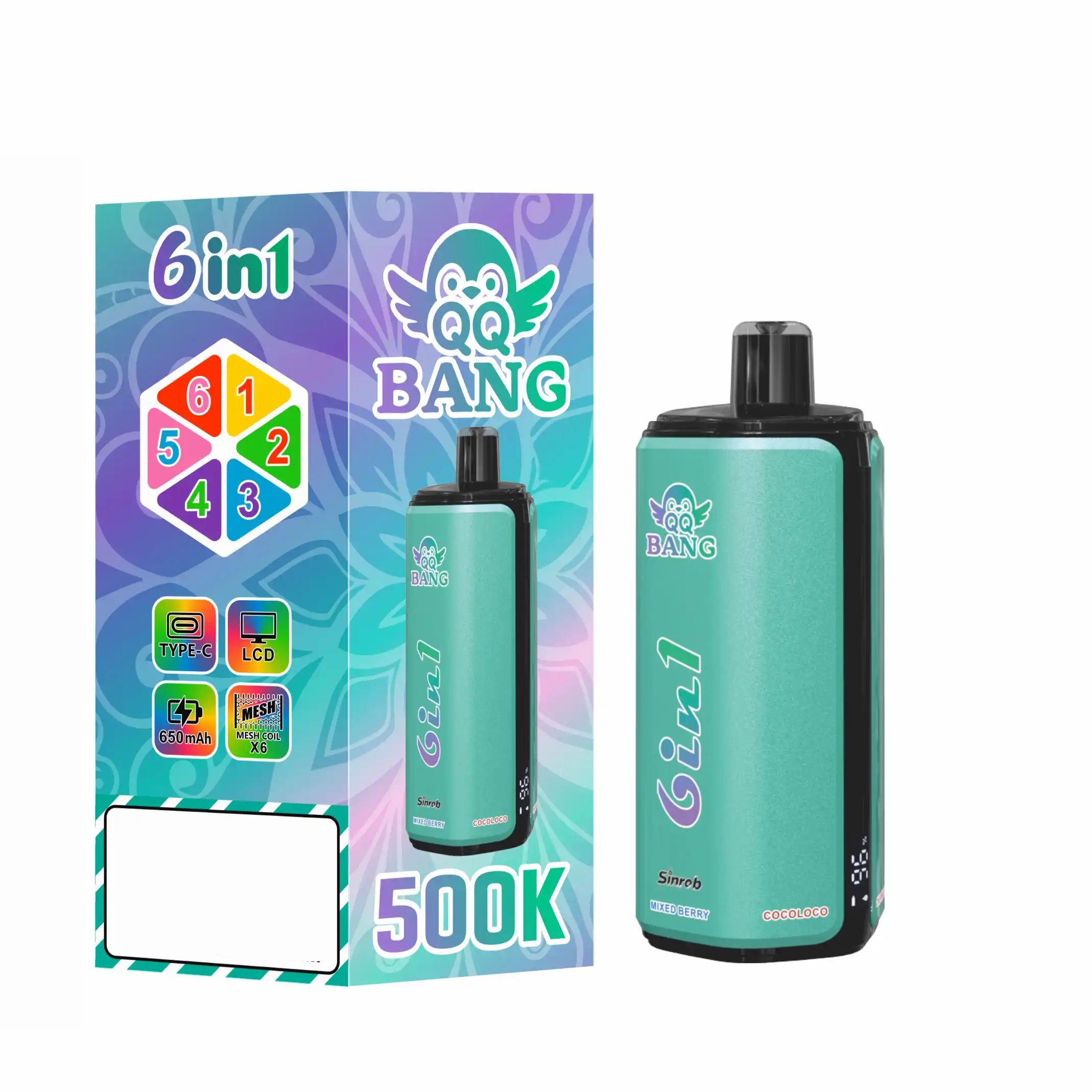 QQ BANG 500K DSK090 6 In 1 500000 Puffs Disposable Vapes Rechargeable Wholesale Bulk Buy 6 Mesh Coil LCD Screen 3 QQ BANG 500K DSK090 6 In 1 500000 Puffs Disposable Vapes Rechargeable Wholesale Bulk Buy 6 Mesh Coil LCD Screen - Image 3