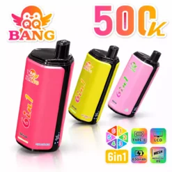 QQ BANG 500K DSK090 6 In 1 500000 Puffs Disposable Vapes Rechargeable Wholesale Bulk Buy 6 Mesh Coil LCD Screen