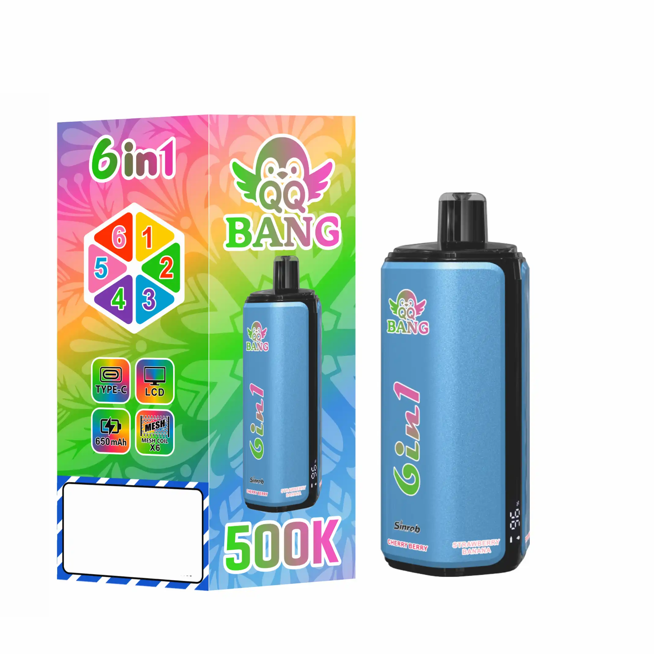 QQ BANG 500K DSK090 6 In 1 500000 Puffs Disposable Vapes Rechargeable Wholesale Bulk Buy 6 Mesh Coil LCD Screen 8 QQ BANG 500K DSK090 6 In 1 500000 Puffs Disposable Vapes Rechargeable Wholesale Bulk Buy 6 Mesh Coil LCD Screen - Image 8