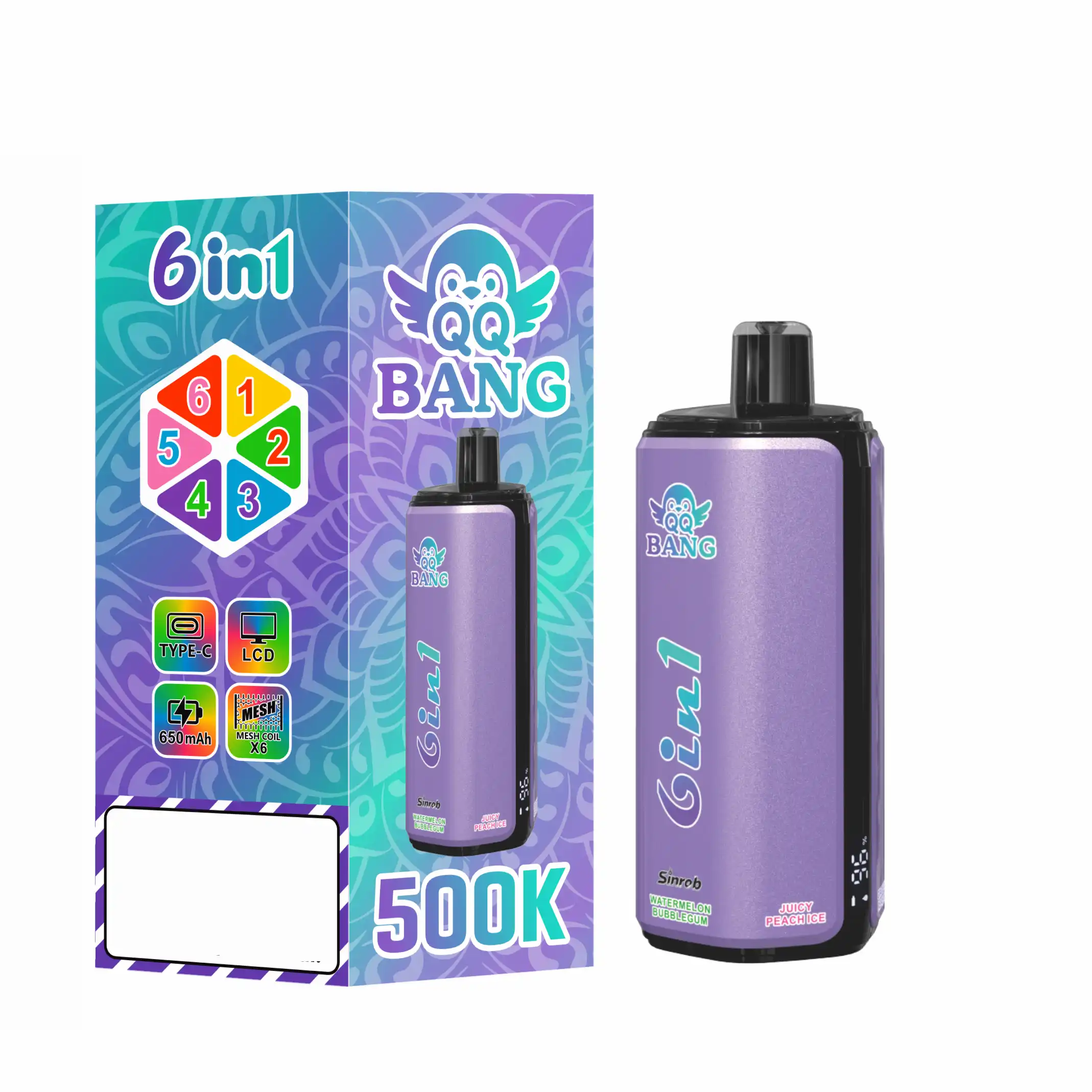 QQ BANG 500K DSK090 6 In 1 500000 Puffs Disposable Vapes Rechargeable Wholesale Bulk Buy 6 Mesh Coil LCD Screen 7 QQ BANG 500K DSK090 6 In 1 500000 Puffs Disposable Vapes Rechargeable Wholesale Bulk Buy 6 Mesh Coil LCD Screen - Image 7
