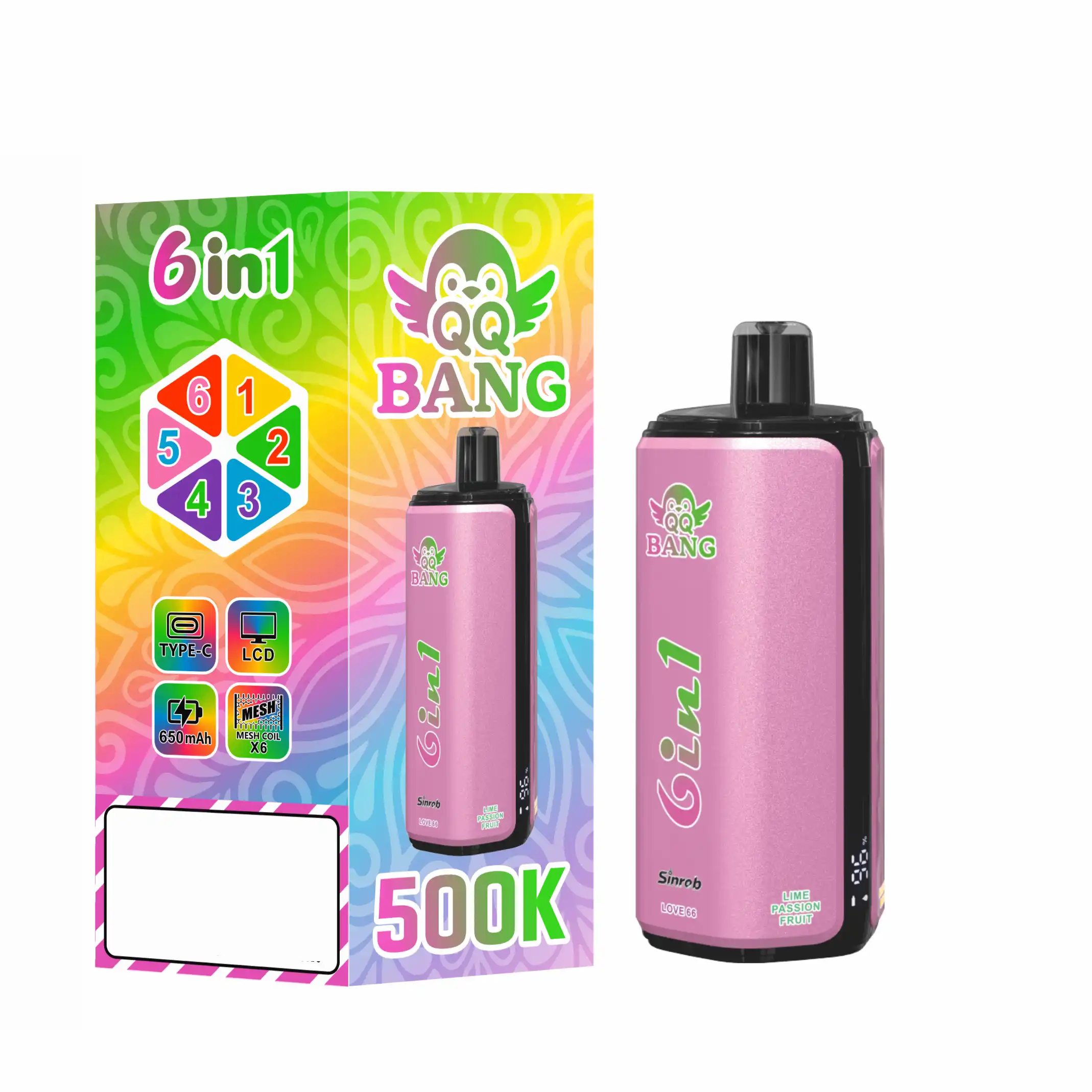 QQ BANG 500K DSK090 6 In 1 500000 Puffs Disposable Vapes Rechargeable Wholesale Bulk Buy 6 Mesh Coil LCD Screen 5 QQ BANG 500K DSK090 6 In 1 500000 Puffs Disposable Vapes Rechargeable Wholesale Bulk Buy 6 Mesh Coil LCD Screen - Image 5